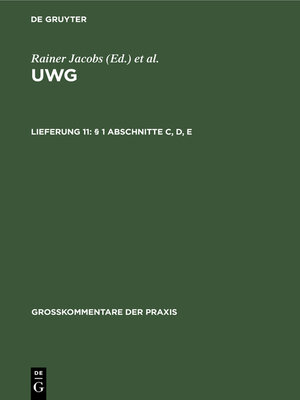 cover image of § 1 Abschnitte C, D, E
